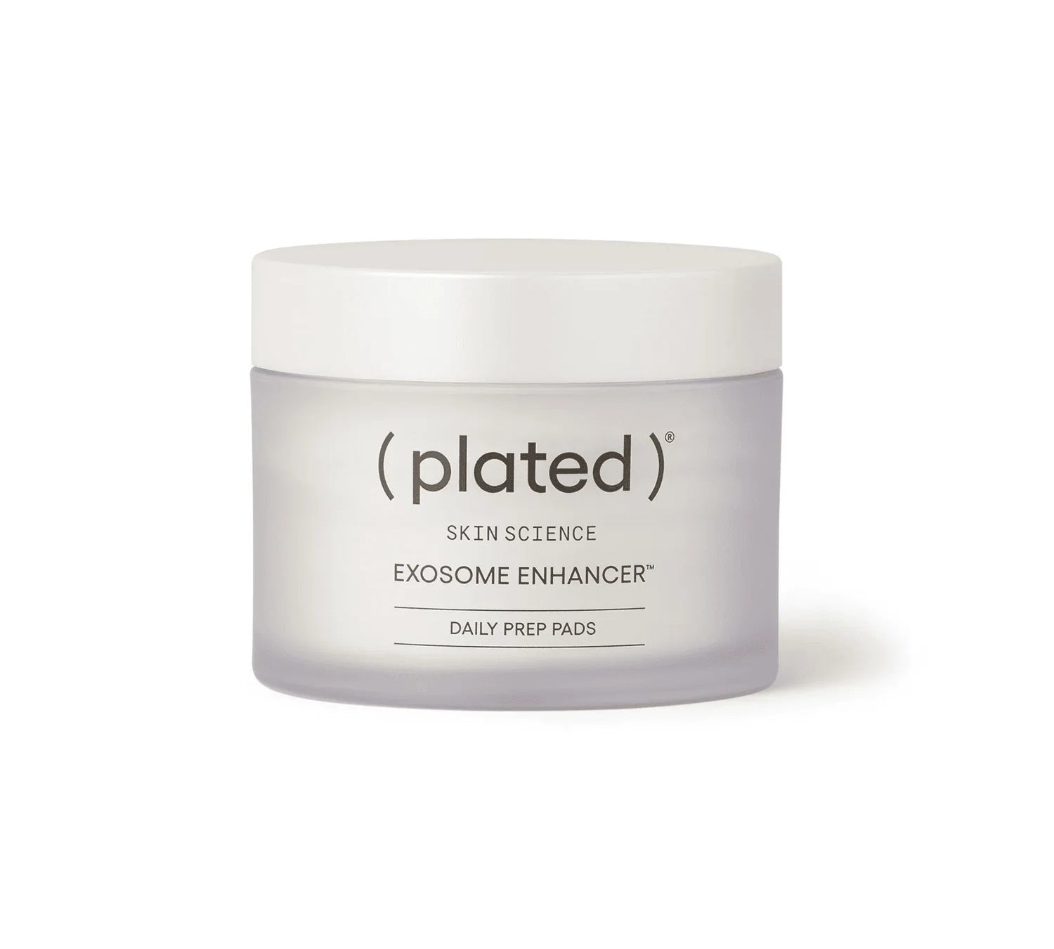 (plated) Skin Science Exosome Enhancer Daily Prep Pads jar with white lid on a white background.