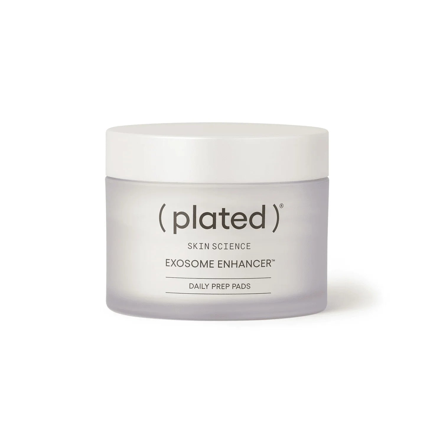 (plated) Skin Science Exosome Enhancer Daily Prep Pads jar with white lid on a white background.