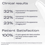 Clinical results and patient satisfaction statistics on a gray background